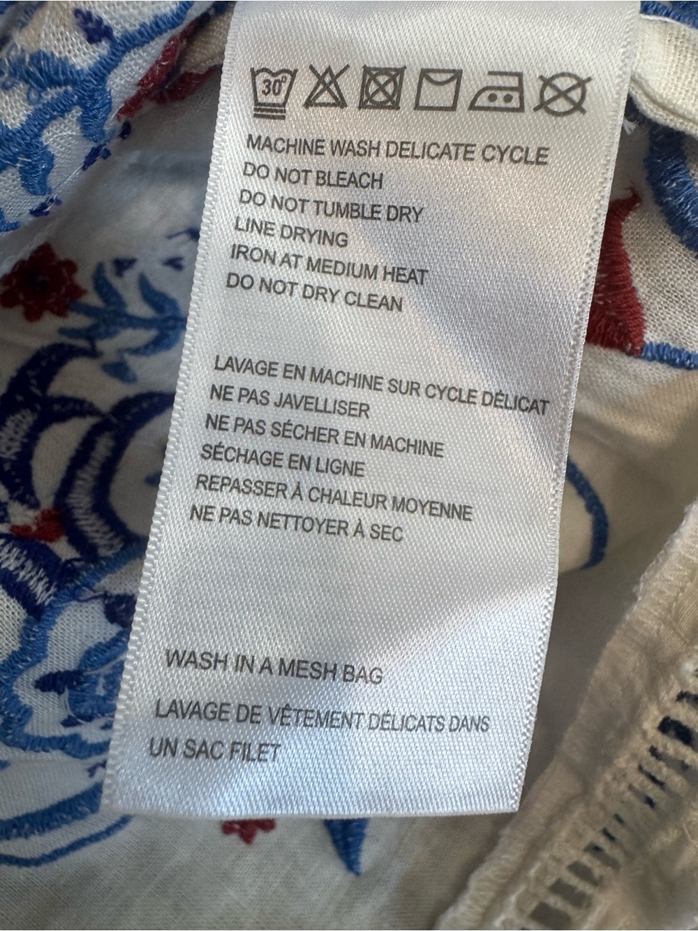 Farm Rio Linen Blend Embroidered Midi White Navy Boho Peasant Artsy Dress XL - Picture 15 of 16